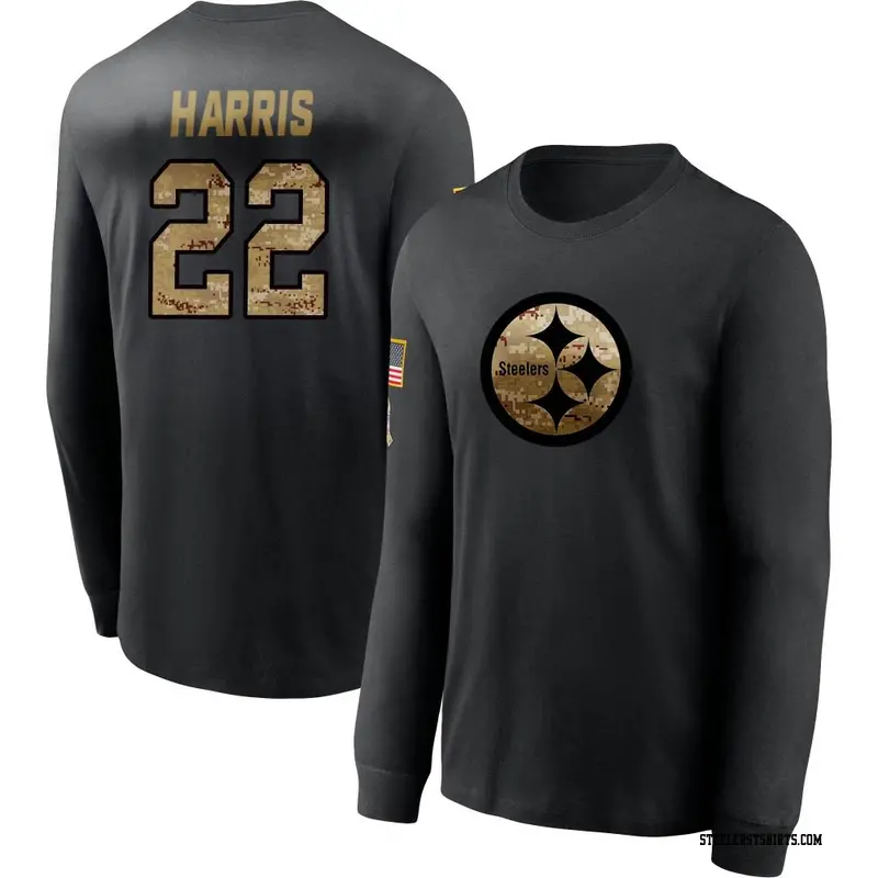 Men's Pittsburgh Steelers ＃22 Najee Harris Black 2020 Salute To Service Sideline Performance Long Sleeve T-Shirt