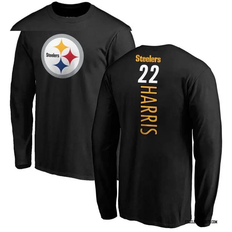 Men's Pittsburgh Steelers ＃22 Najee Harris Black Backer Long Sleeve T-Shirt