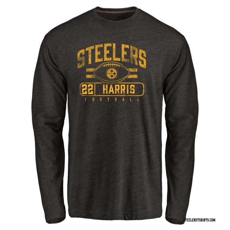 Men's Pittsburgh Steelers ＃22 Najee Harris Black Flanker Long Sleeve T-Shirt