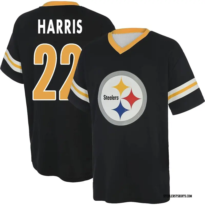 Men's Pittsburgh Steelers ＃22 Najee Harris Black Name & Number Game Day V-Neck T-Shirt