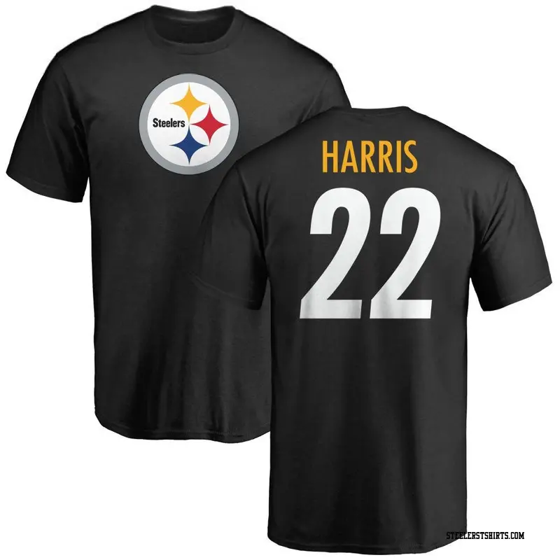 Men's Pittsburgh Steelers ＃22 Najee Harris Black Name & Number Logo T-Shirt