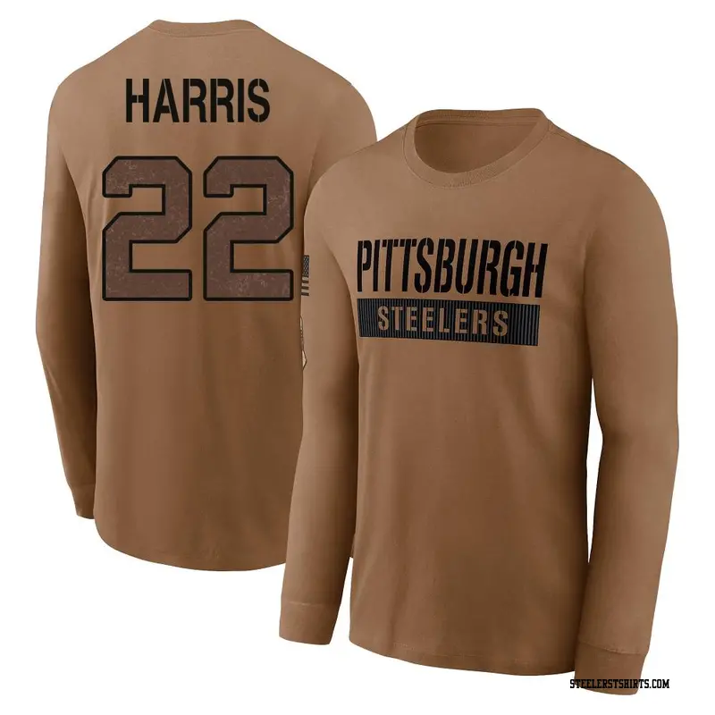 Men's Pittsburgh Steelers ＃22 Najee Harris Brown 2023 Salute To Service Long Sleeve T-Shirt