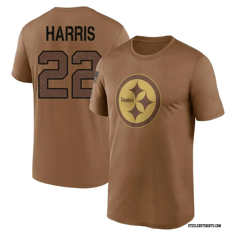 Men's Pittsburgh Steelers ＃22 Najee Harris Brown 2023 Salute To Service Performance T-Shirt