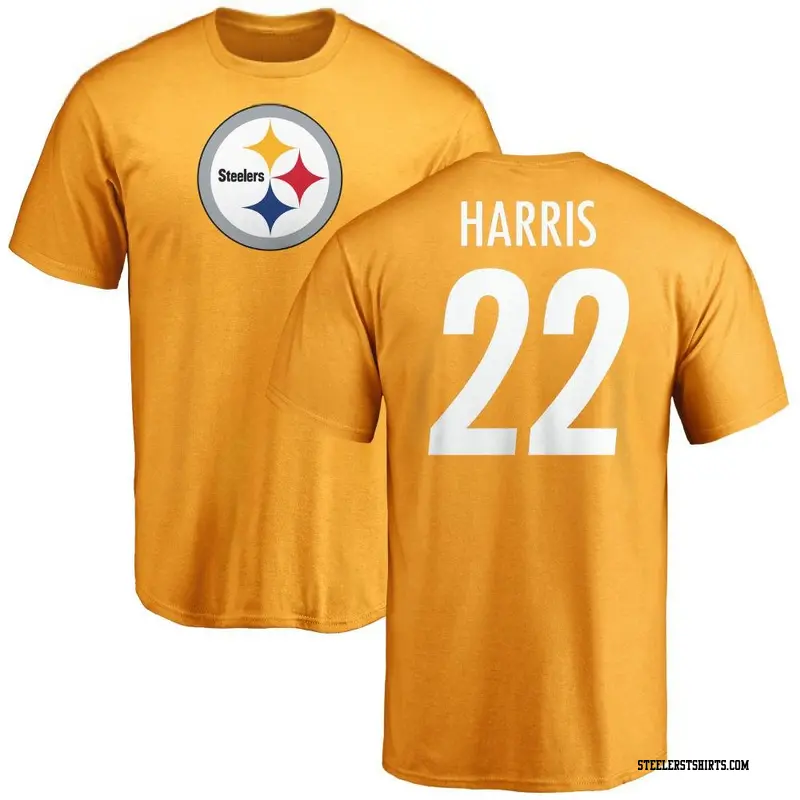 Men's Pittsburgh Steelers ＃22 Najee Harris Gold Name & Number Logo T-Shirt