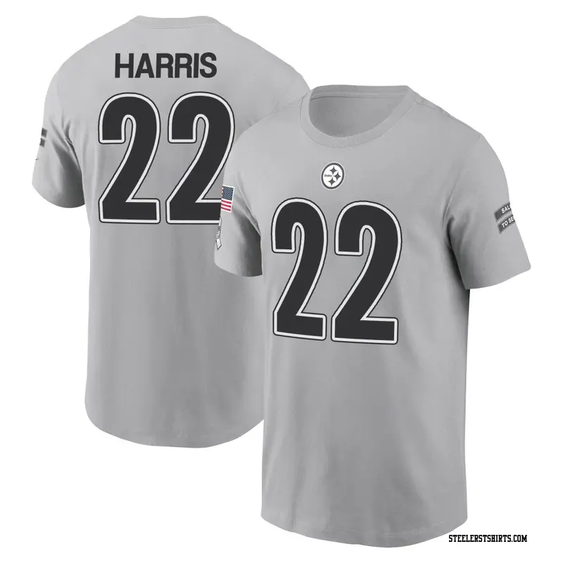 Men's Pittsburgh Steelers ＃22 Najee Harris Gray 2024 Salute to Service Name & Number T-Shirt