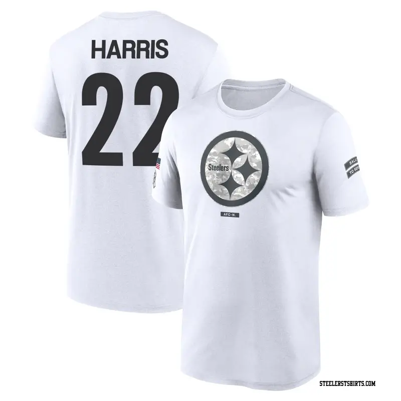 Men's Pittsburgh Steelers ＃22 Najee Harris White 2024 Salute to Service Performance T-Shirt