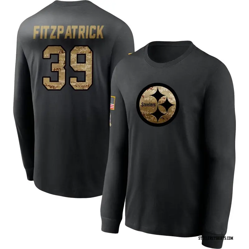 Men's Pittsburgh Steelers ＃39 Minkah Fitzpatrick Black 2020 Salute To Service Sideline Performance Long Sleeve T-Shirt