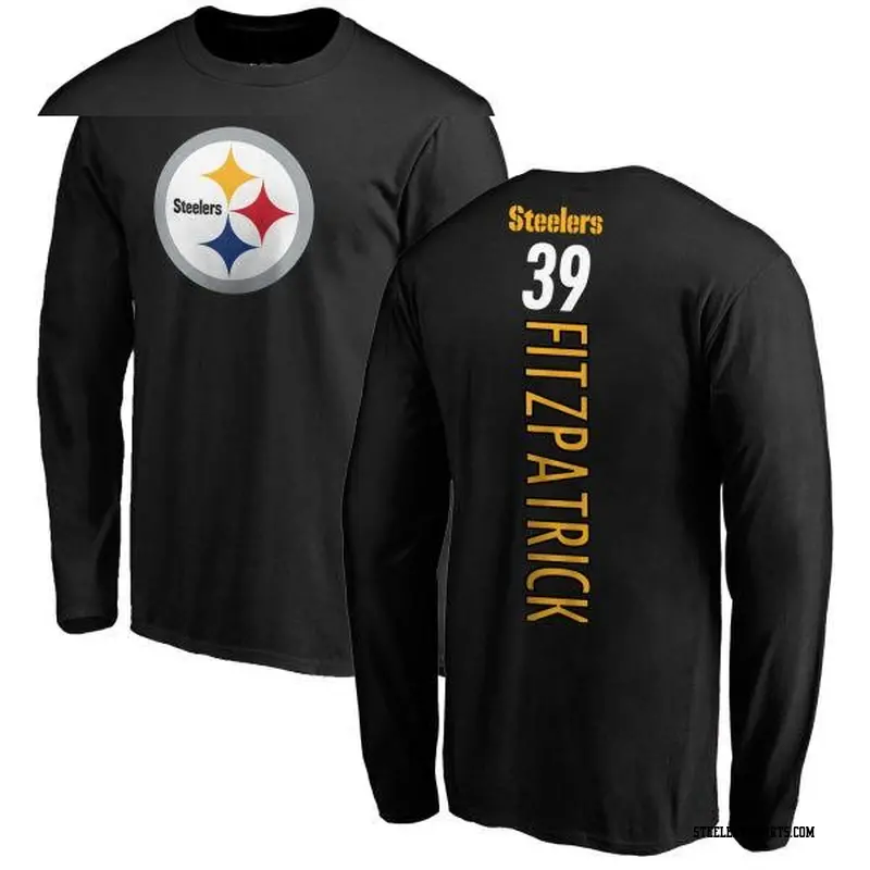 Men's Pittsburgh Steelers ＃39 Minkah Fitzpatrick Black Backer Long Sleeve T-Shirt