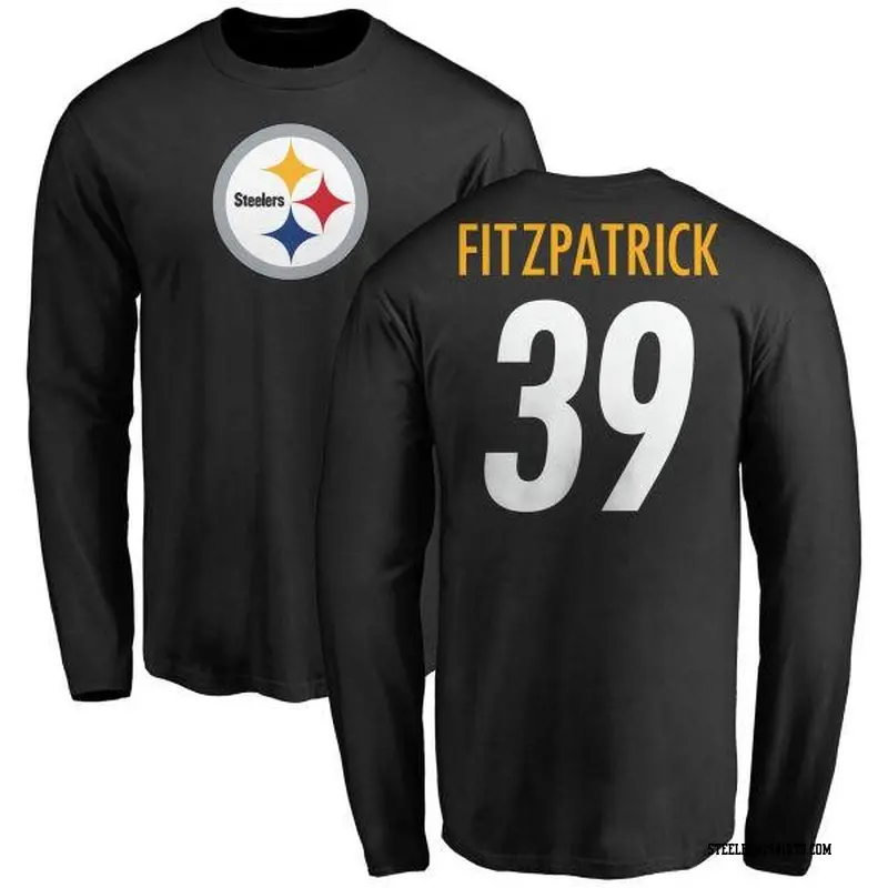 Men's Pittsburgh Steelers ＃39 Minkah Fitzpatrick Black Logo Long Sleeve T-Shirt