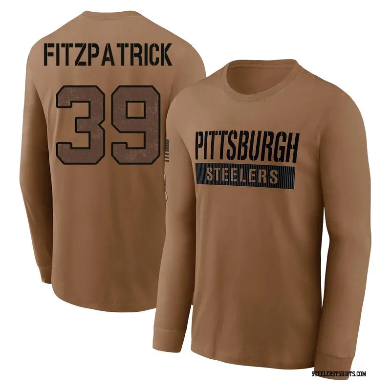 Men's Pittsburgh Steelers ＃39 Minkah Fitzpatrick Brown 2023 Salute To Service Long Sleeve T-Shirt