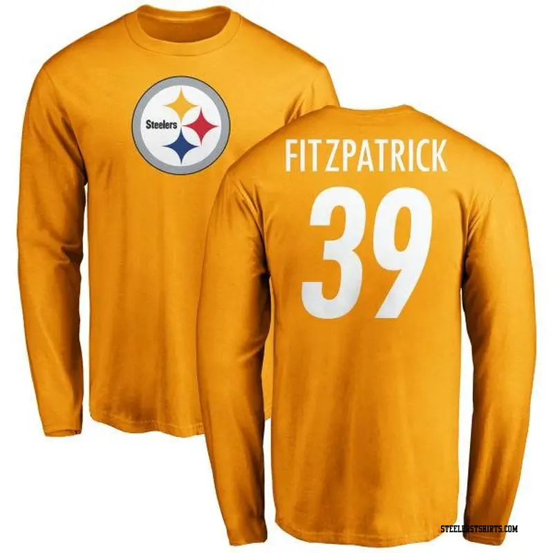 Men's Pittsburgh Steelers ＃39 Minkah Fitzpatrick Gold Name & Number Logo Long Sleeve T-Shirt