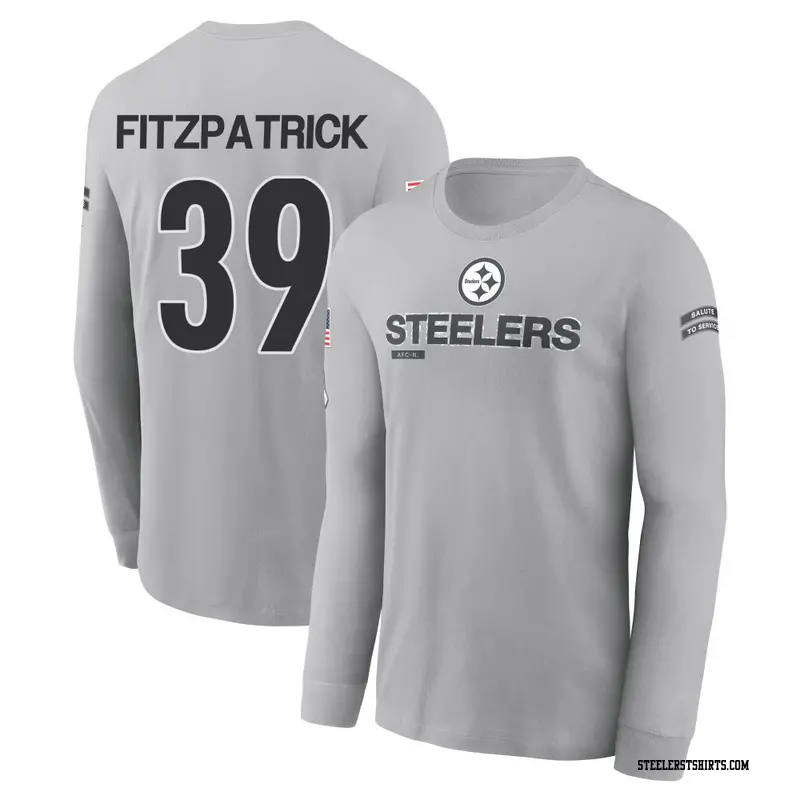 Men's Pittsburgh Steelers ＃39 Minkah Fitzpatrick Gray 2024 Salute to Service Long Sleeve T-Shirt