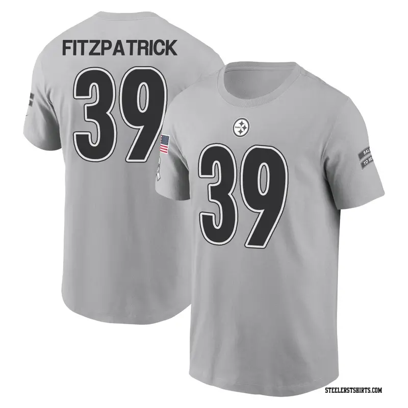 Men's Pittsburgh Steelers ＃39 Minkah Fitzpatrick Gray 2024 Salute to Service Name & Number T-Shirt