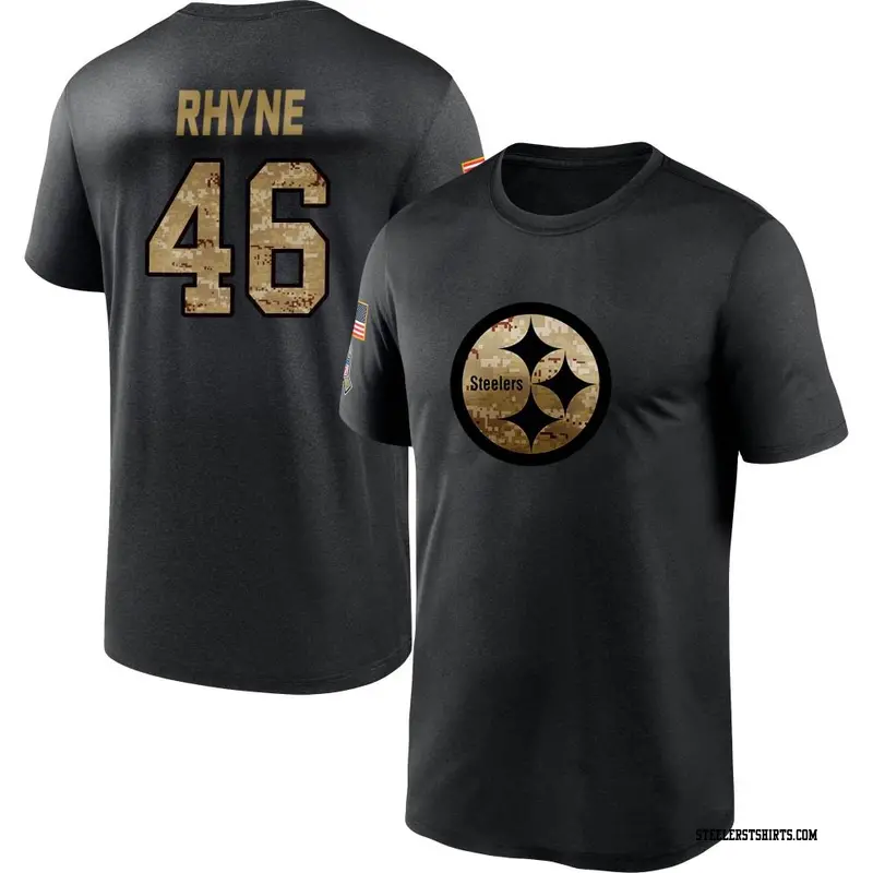 Men's Pittsburgh Steelers ＃46 Forrest Rhyne Black 2020 Salute To Service Performance T-Shirt