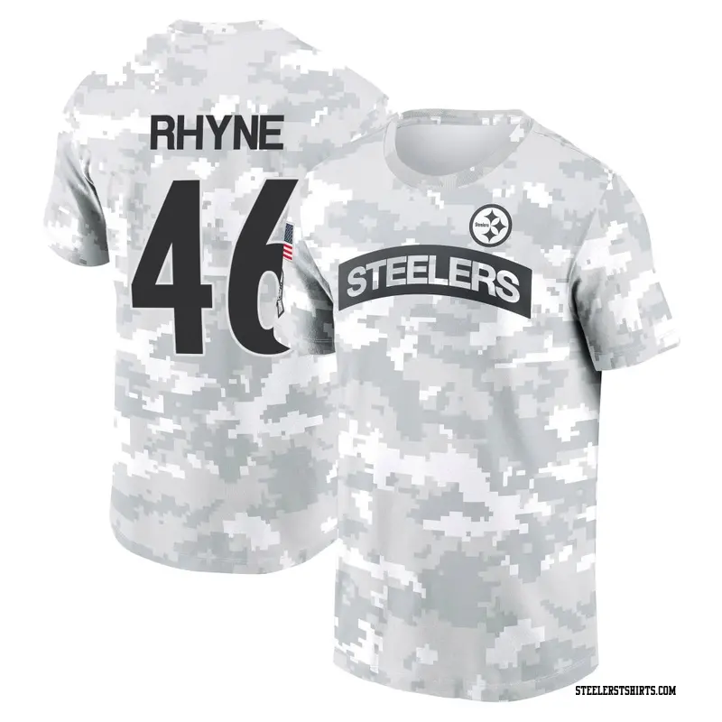 Men's Pittsburgh Steelers ＃46 Forrest Rhyne Camo Arctic 2024 Salute to Service Performance T-Shirt