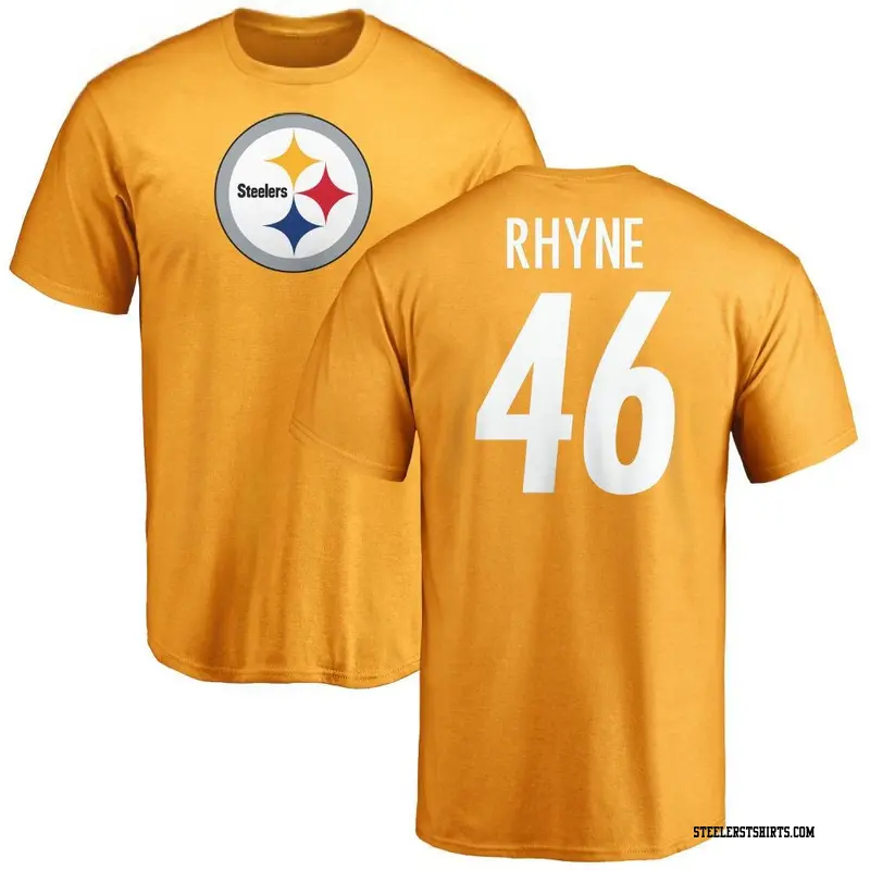 Men's Pittsburgh Steelers ＃46 Forrest Rhyne Gold Name & Number Logo T-Shirt