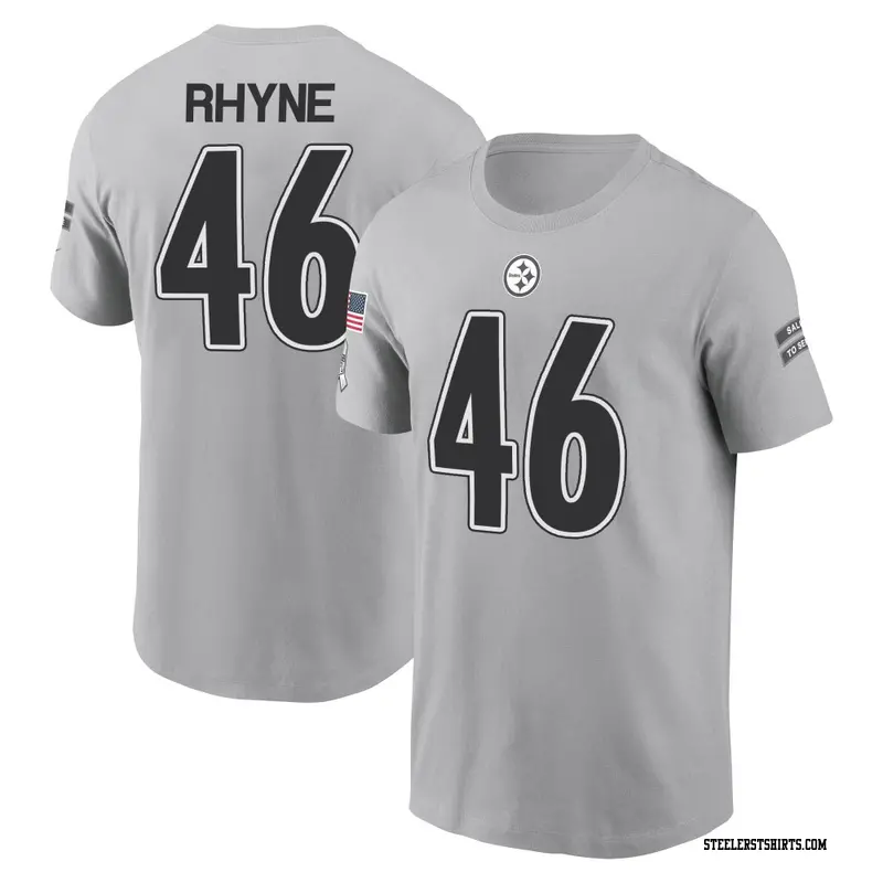 Men's Pittsburgh Steelers ＃46 Forrest Rhyne Gray 2024 Salute to Service Name & Number T-Shirt