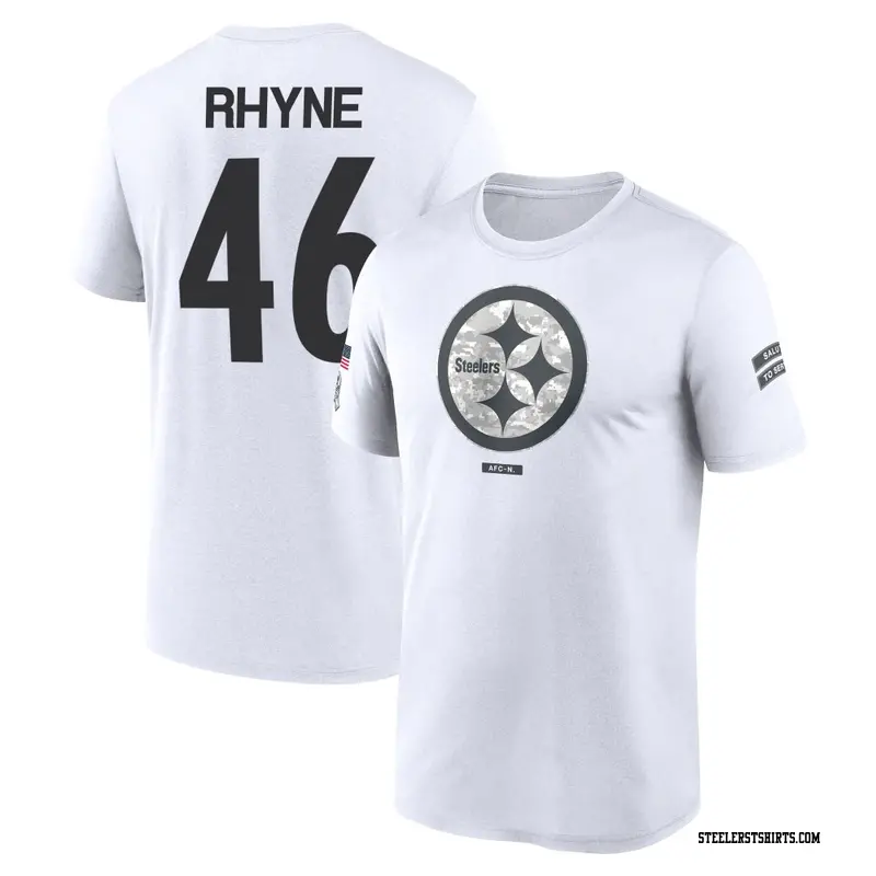 Men's Pittsburgh Steelers ＃46 Forrest Rhyne White 2024 Salute to Service Performance T-Shirt