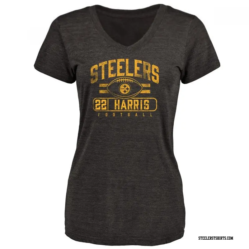 Women's Pittsburgh Steelers ＃22 Najee Harris Black Flanker T-Shirt