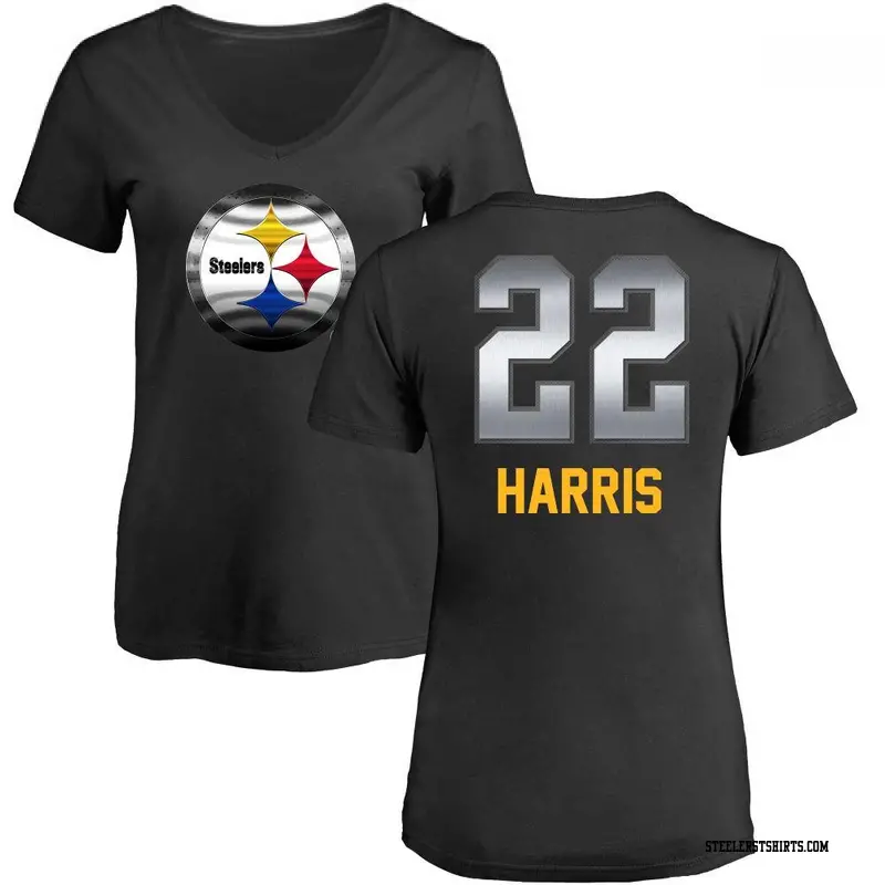 Women's Pittsburgh Steelers ＃22 Najee Harris Black Midnight Mascot T-Shirt