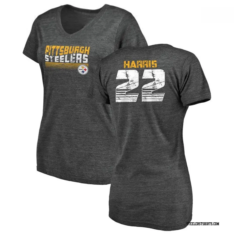 Women's Pittsburgh Steelers ＃22 Najee Harris Black Retro V-Neck T-Shirt