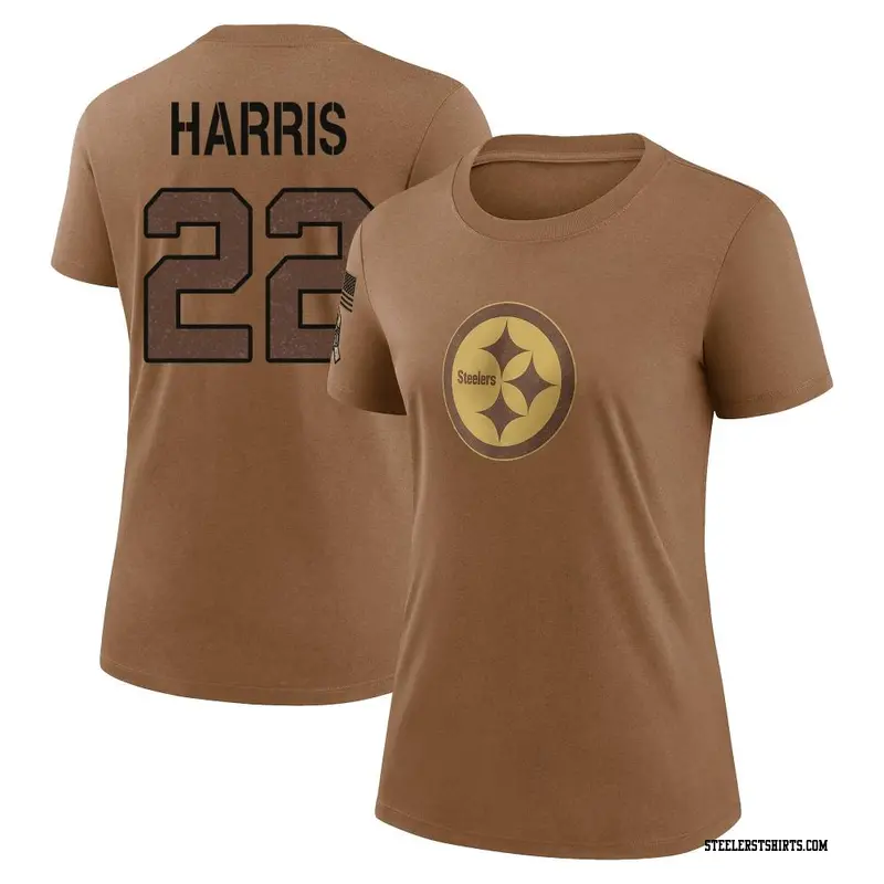 Women's Pittsburgh Steelers ＃22 Najee Harris Brown 2023 Salute To Service Performance T-Shirt