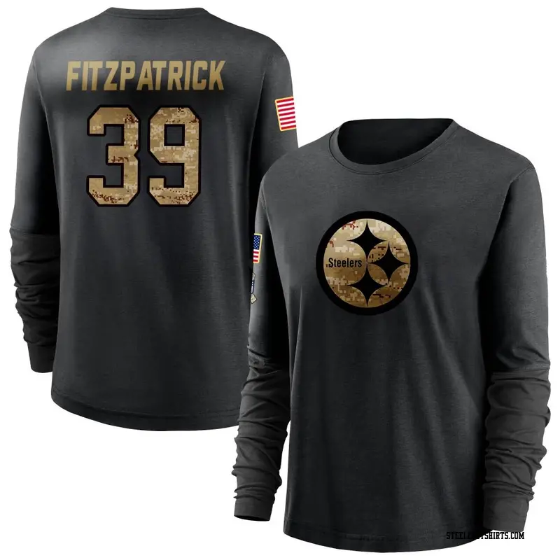 Women's Pittsburgh Steelers ＃39 Minkah Fitzpatrick Black 2020 Salute To Service Sideline Performance Long Sleeve T-Shirt