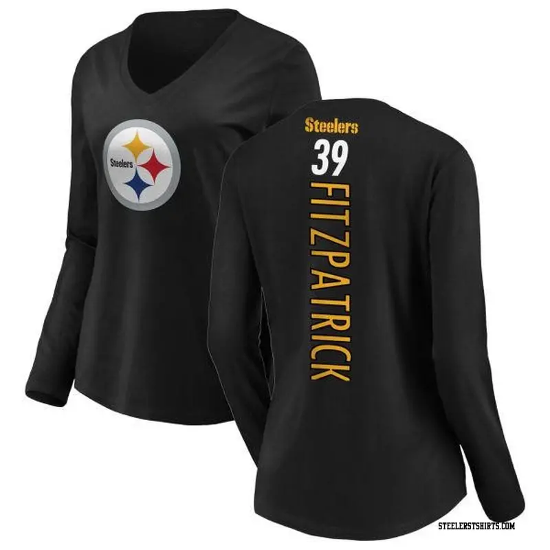 Women's Pittsburgh Steelers ＃39 Minkah Fitzpatrick Black Backer Slim Fit Long Sleeve T-Shirt