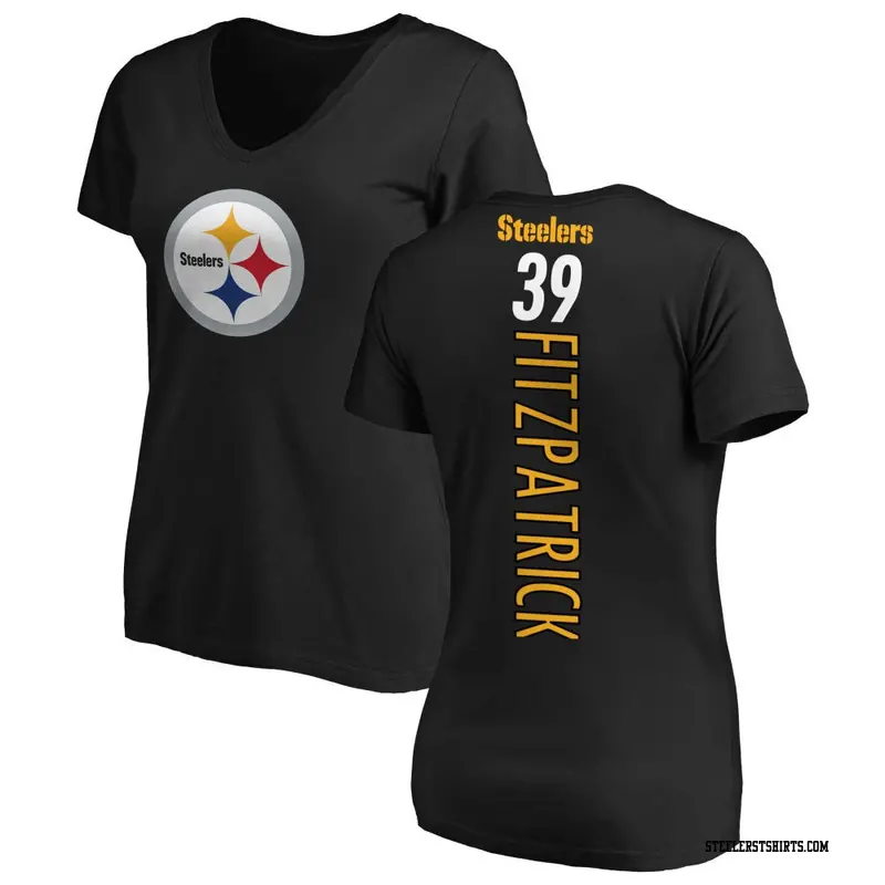 Women's Pittsburgh Steelers ＃39 Minkah Fitzpatrick Black Backer Slim Fit T-Shirt