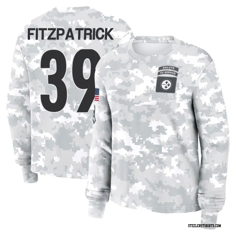 Women's Pittsburgh Steelers ＃39 Minkah Fitzpatrick Camo Arctic 2024 Salute to Service Long Sleeve T-Shirt