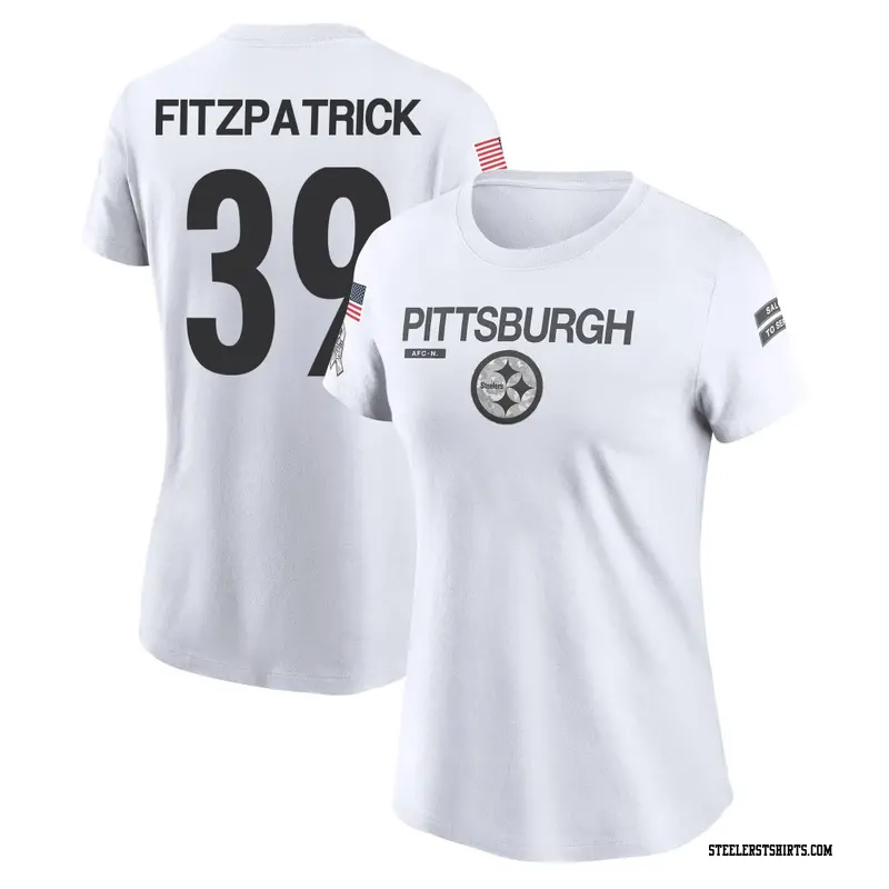 Women's Pittsburgh Steelers ＃39 Minkah Fitzpatrick White 2024 Salute to Service Performance T-Shirt