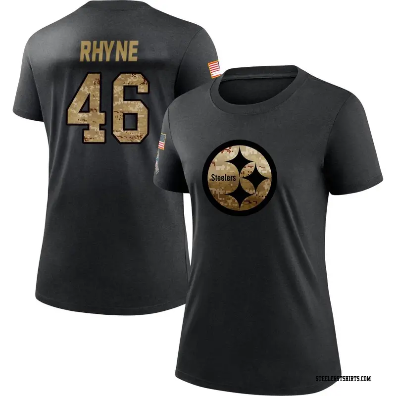 Women's Pittsburgh Steelers ＃46 Forrest Rhyne Black 2020 Salute To Service Performance T-Shirt